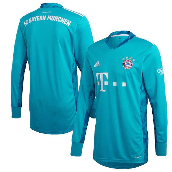 Bayern Munich Long Sleeve Goalkeeper Blue Soccer Jersey Shirt 2020/21